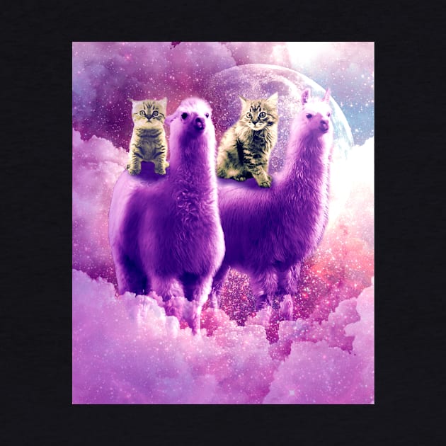 Outer Space Galaxy Kitty Cat Riding On Llama by Random Galaxy